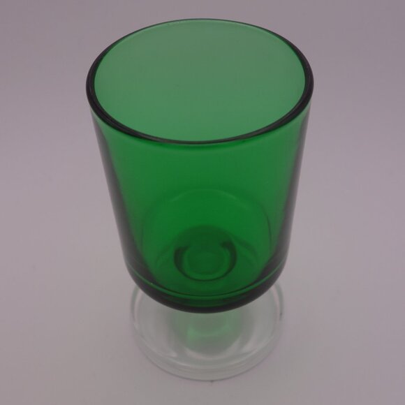 One(1) Green Glass with Circular Stem Base France - Picture 3 of 14